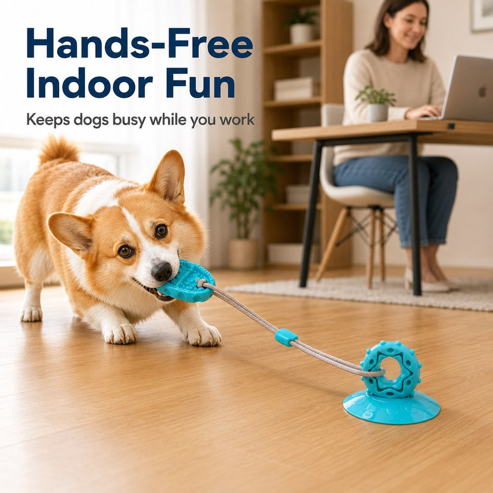 Suction Cup Dog Chew & Tug Toy for Indoor Play | Helps Redirect Shoe Chewing & Burn Boredom