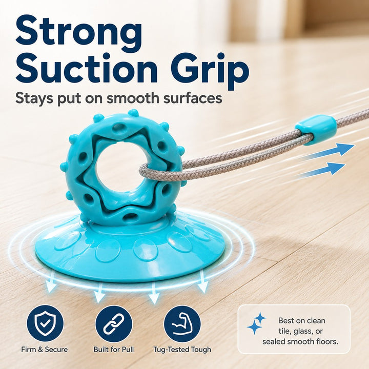 Suction Cup Dog Chew & Tug Toy for Indoor Play | Helps Redirect Shoe Chewing & Burn Boredom