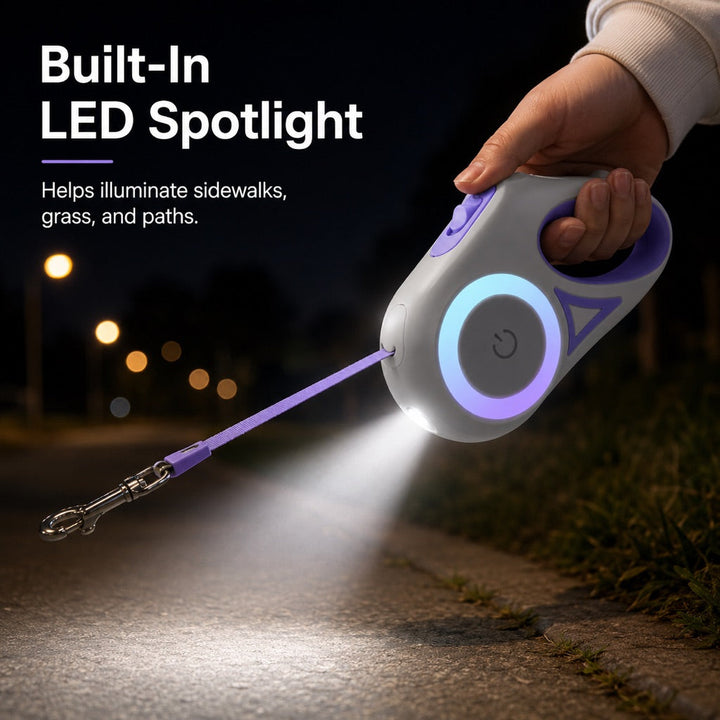 LED Retractable Dog Leash for Night Walks