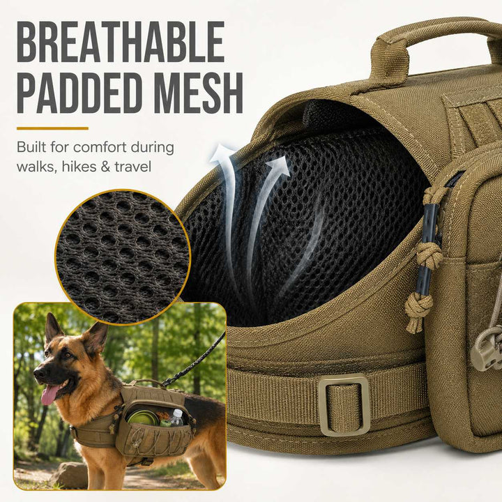 Tactical Dog Backpack Harness for Hiking, Camping & Daily Walks