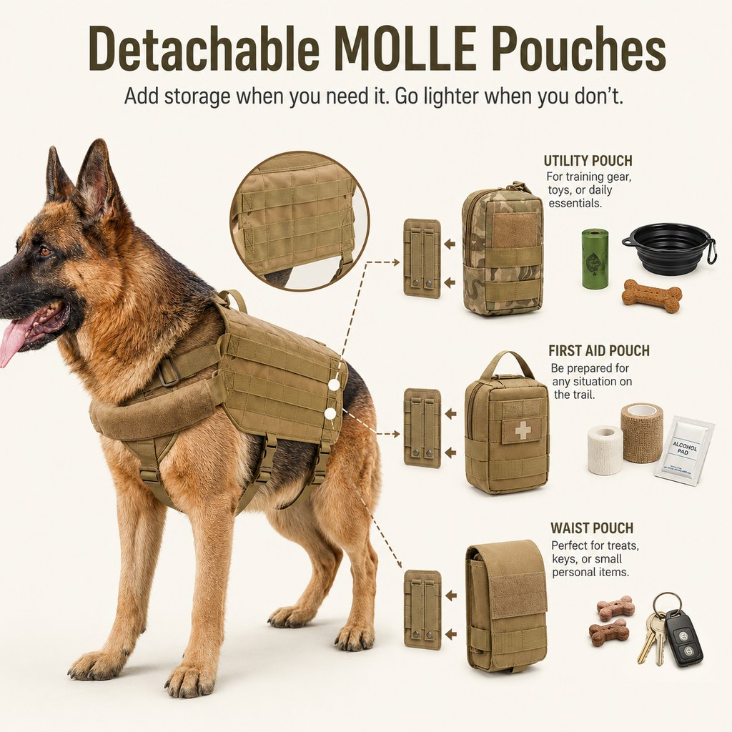 Tactical Dog Backpack Harness for Hiking & Daily Walks