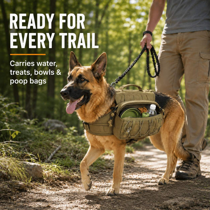Tactical Dog Backpack Harness for Hiking, Camping & Daily Walks