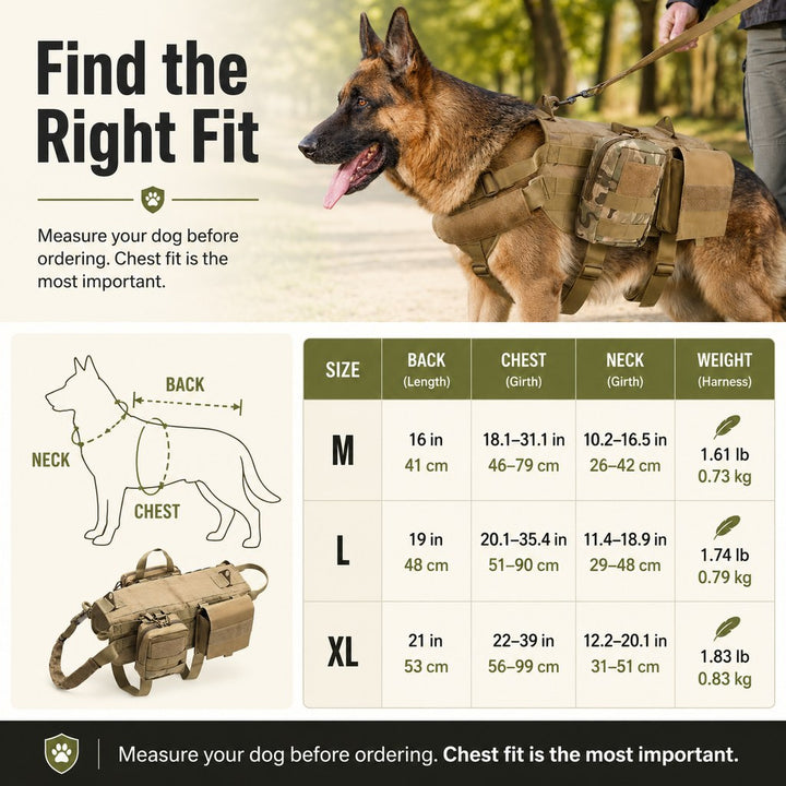 Tactical Dog Backpack Harness for Hiking & Daily Walks