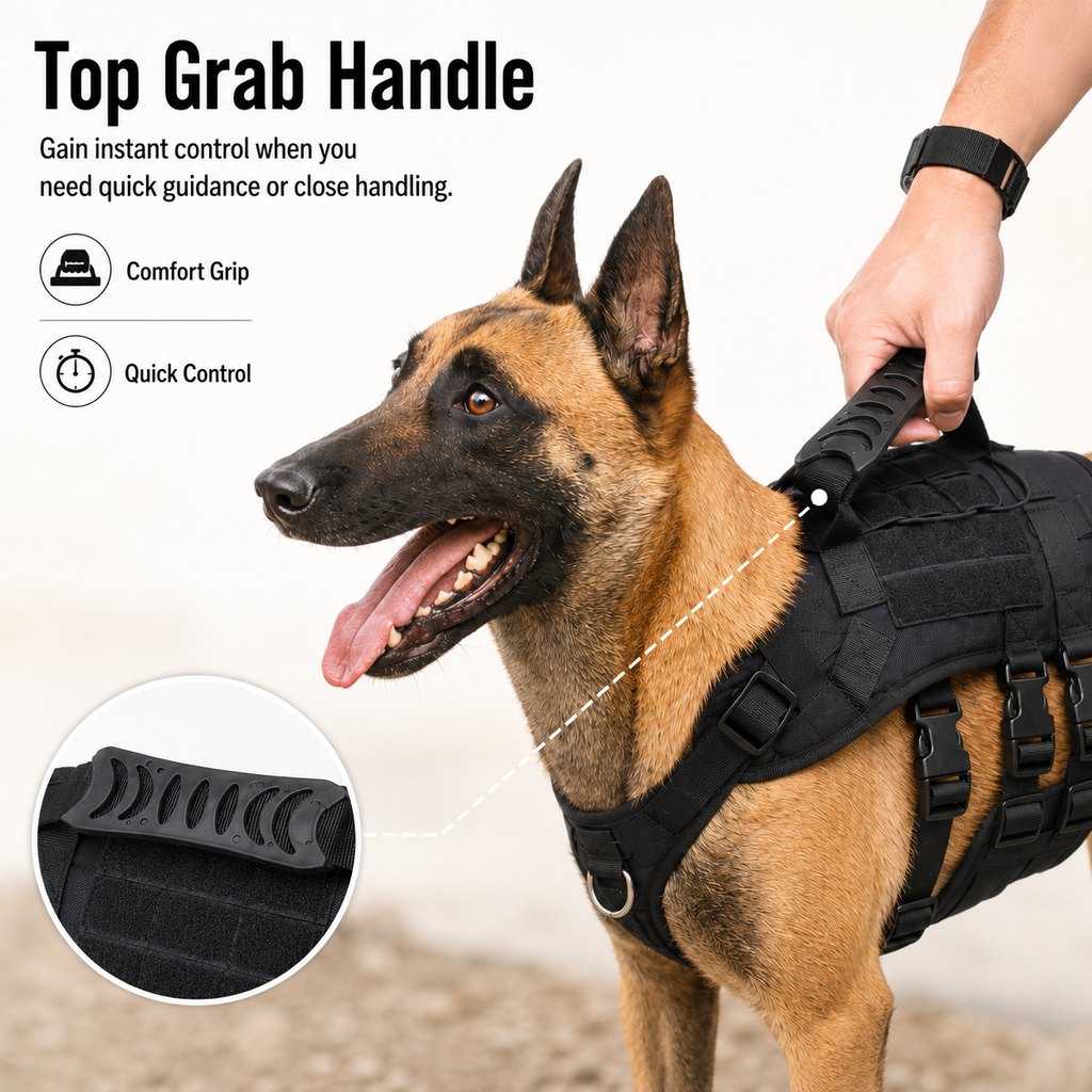 Tactical Dog Harness Backpack for Large Dogs