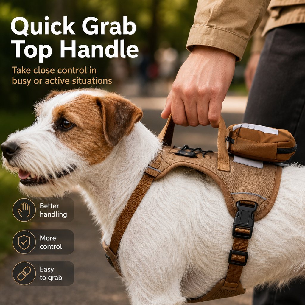 Tactical Dog Harness with Storage Pouch for Daily Walks, Training & Hiking