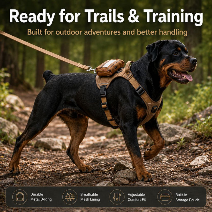 Tactical Dog Harness with Storage Pouch for Daily Walks, Training & Hiking