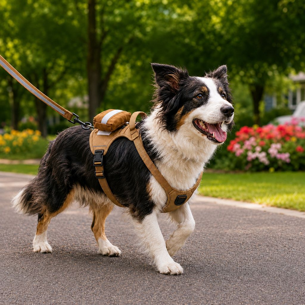Tactical Dog Harness with Storage Pouch for Daily Walks, Training & Hiking