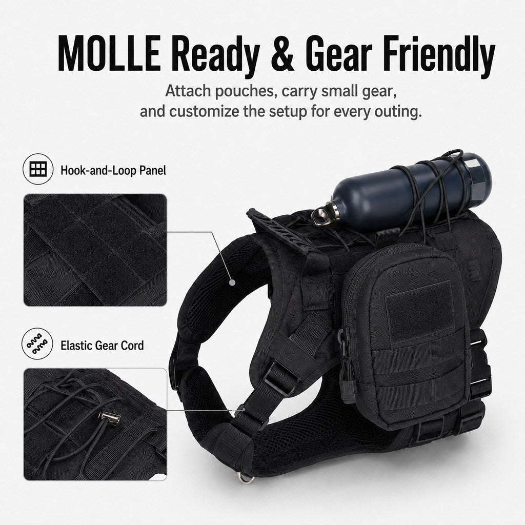 Tactical Dog Harness Backpack for Large Dogs