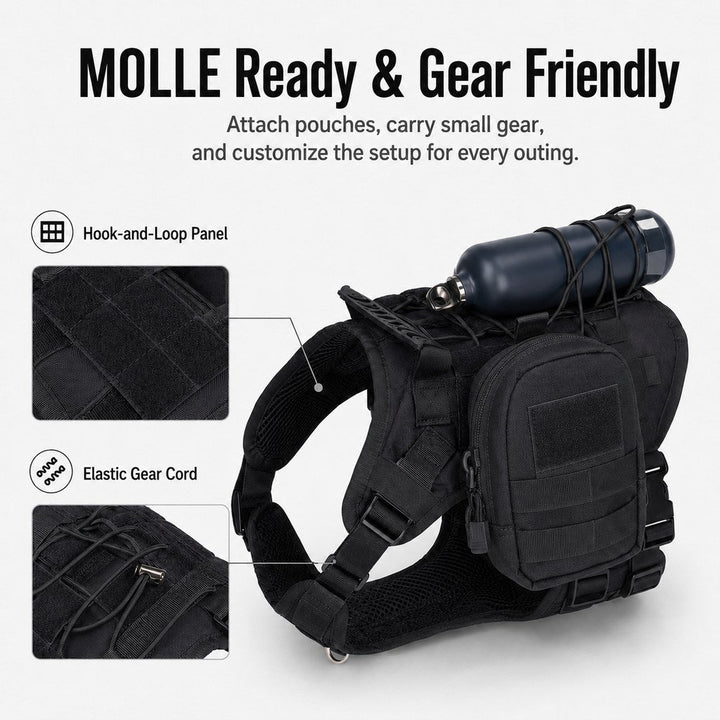 Tactical Dog Harness Backpack for Large Dogs