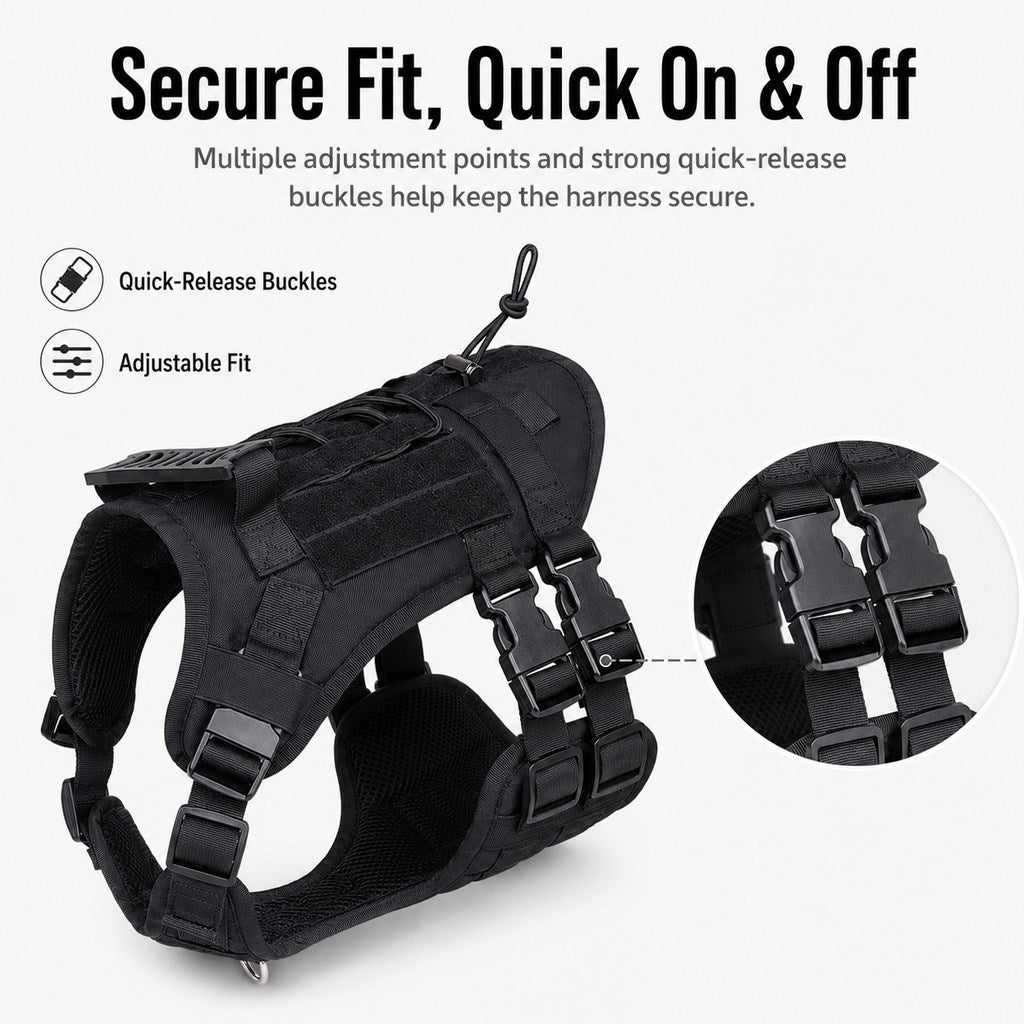 Tactical Dog Harness Backpack for Large Dogs