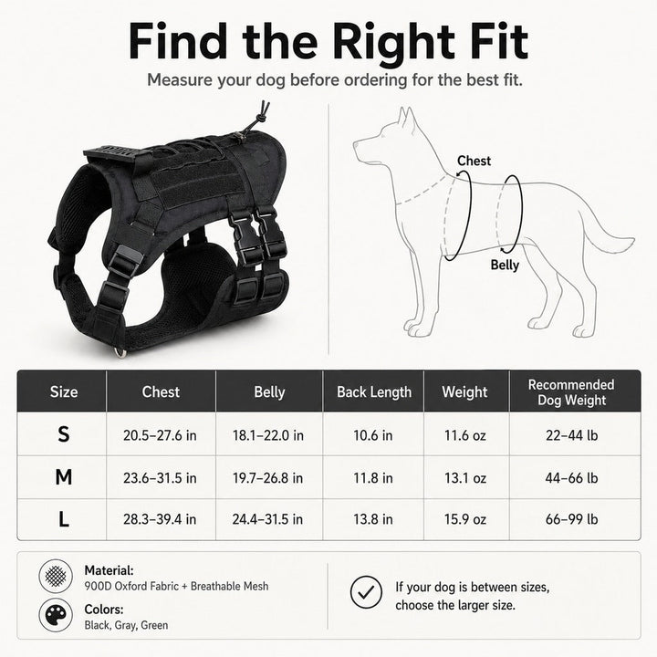 Tactical Dog Harness Backpack for Large Dogs