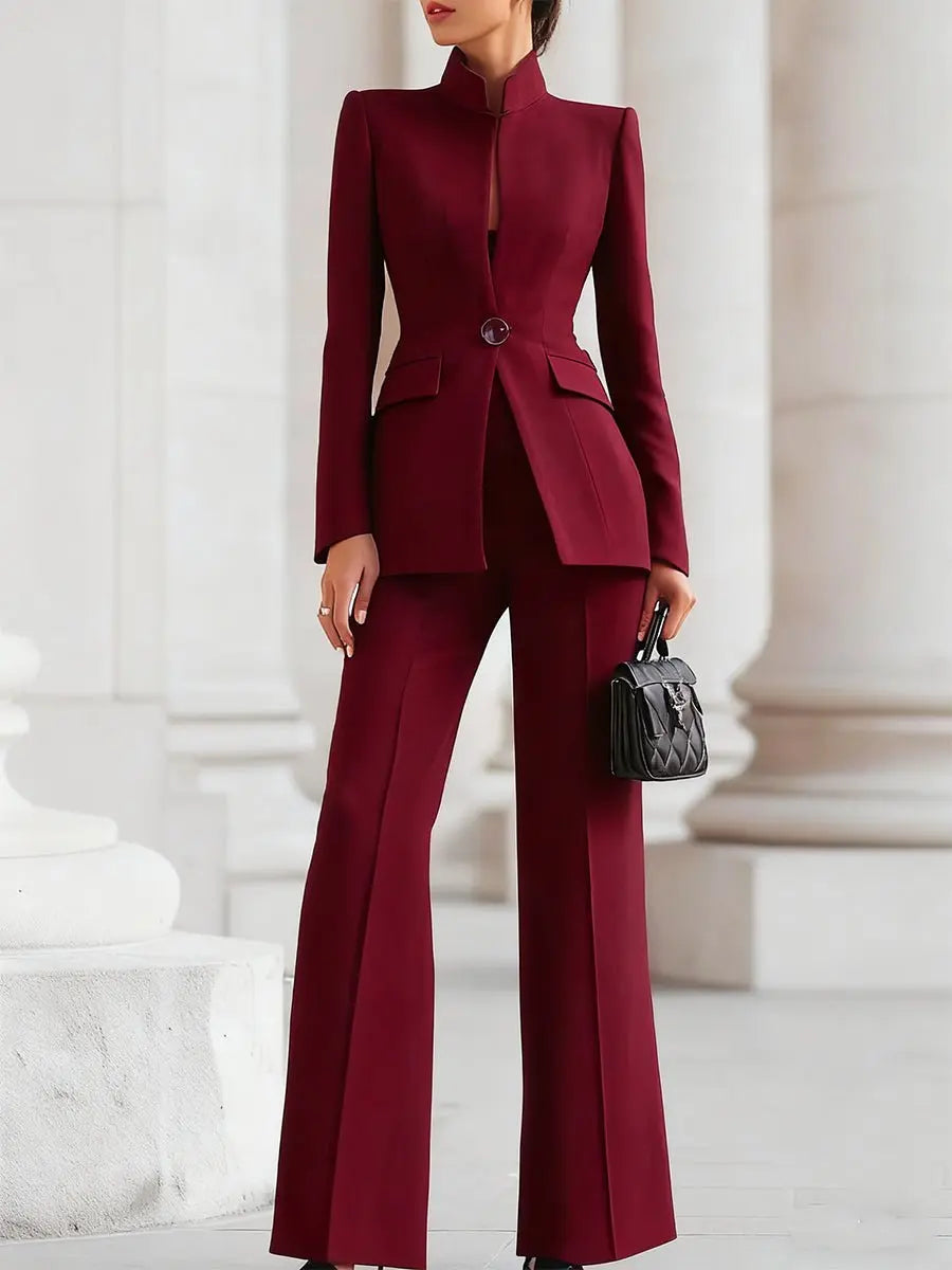 Women's Tailored Two Piece Blazer and Trouser Suit Set