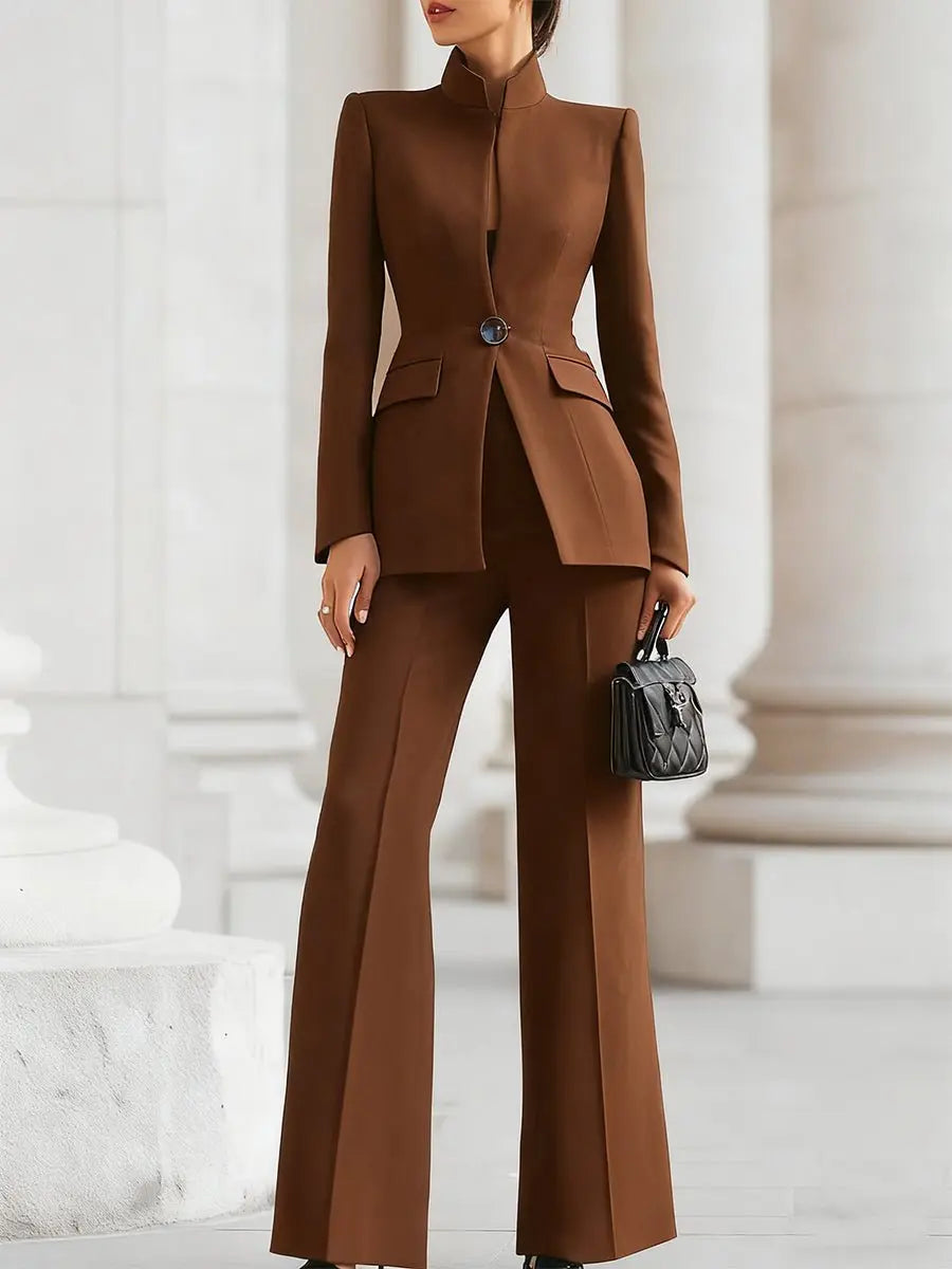 Women's Tailored Two Piece Blazer and Trouser Suit Set