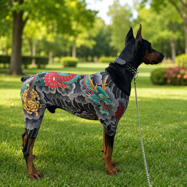 Tattoo Print Dog & Cat Bodysuit for Walks & Photos