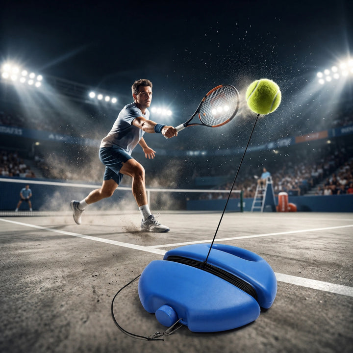 Tennis Rebound Trainer with Elastic Rope, Fillable Base and Practice Ball