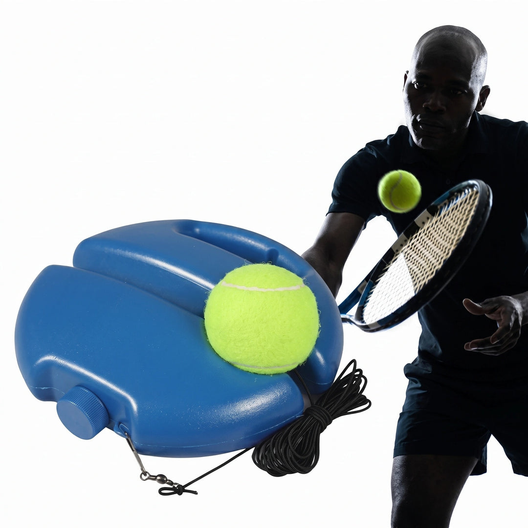 Tennis Rebound Trainer with Elastic Rope, Fillable Base and Practice Ball