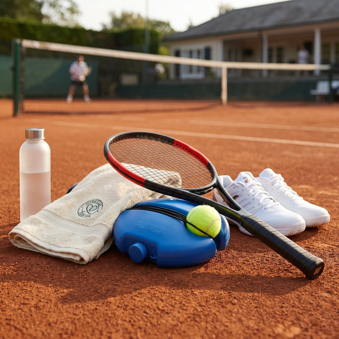 Tennis Rebound Trainer with Elastic Rope, Fillable Base and Practice Ball