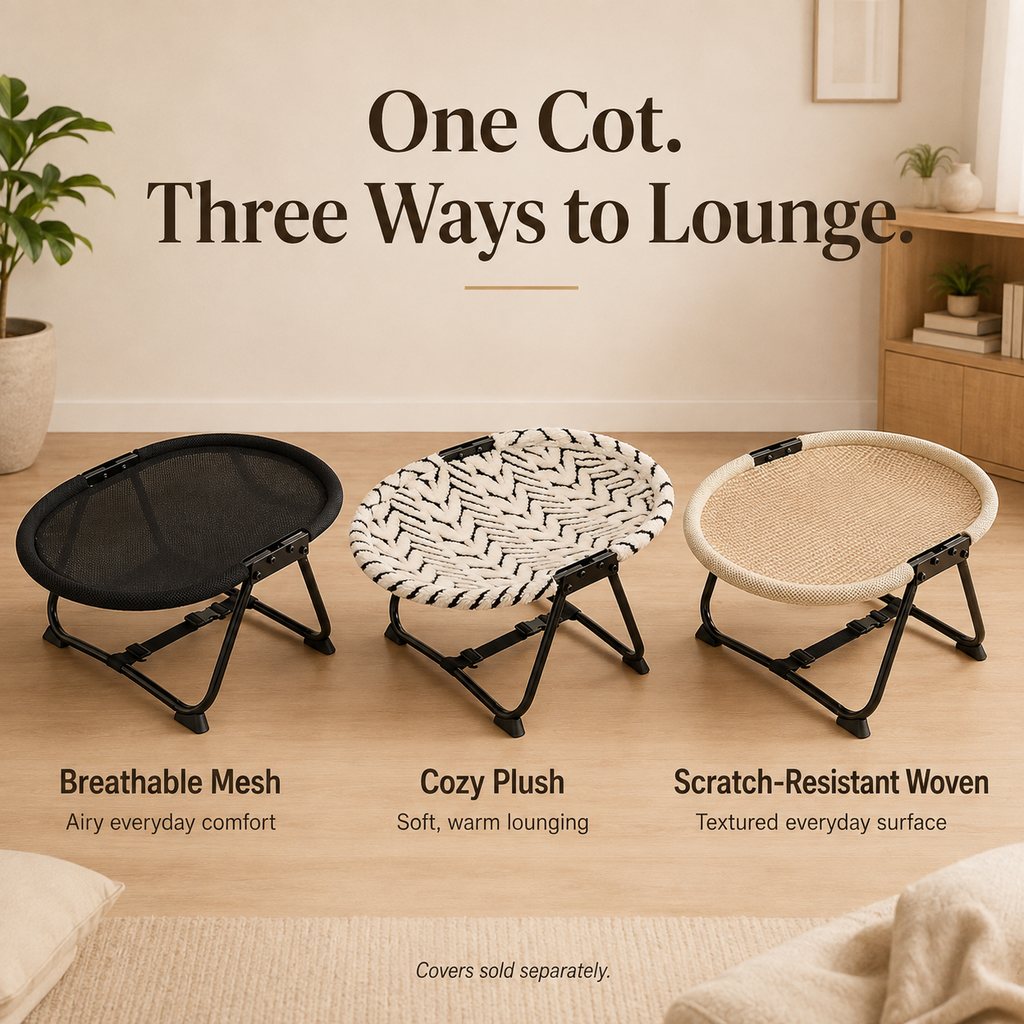 Foldable Elevated Pet Cot for Cats & Small Dogs