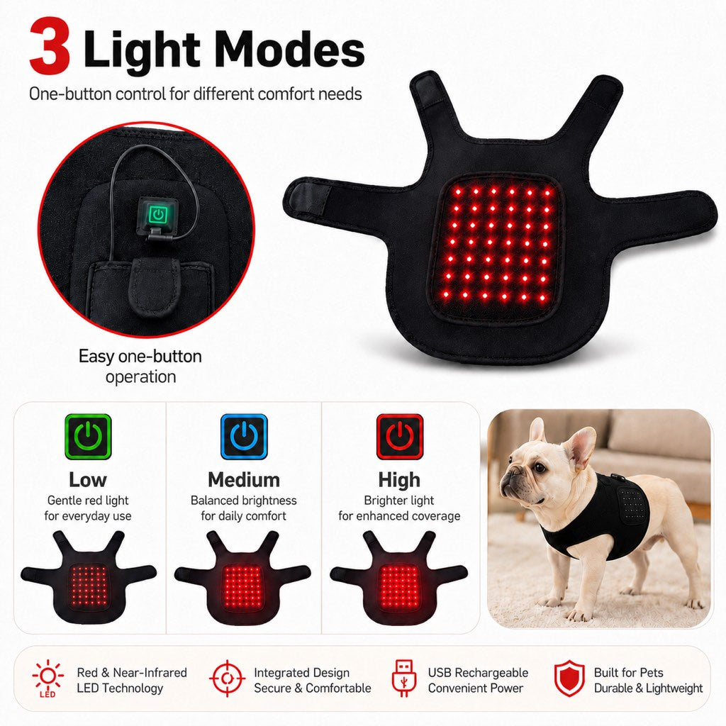 FrenchieGlow Red Light Comfort Vest for French Bulldogs