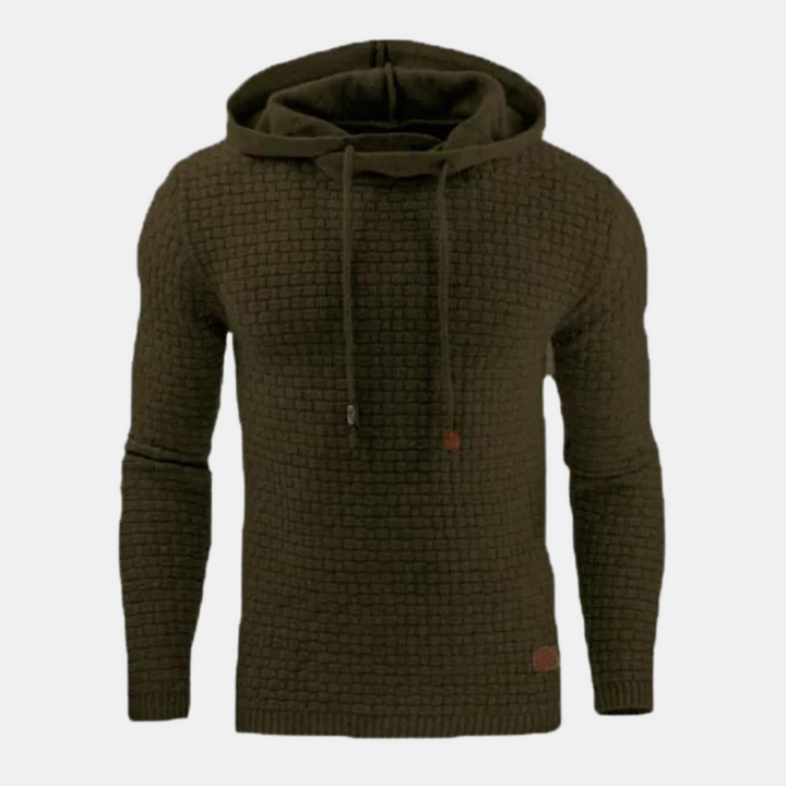 Men's Casual Drawstring Textured Knit Hoodie