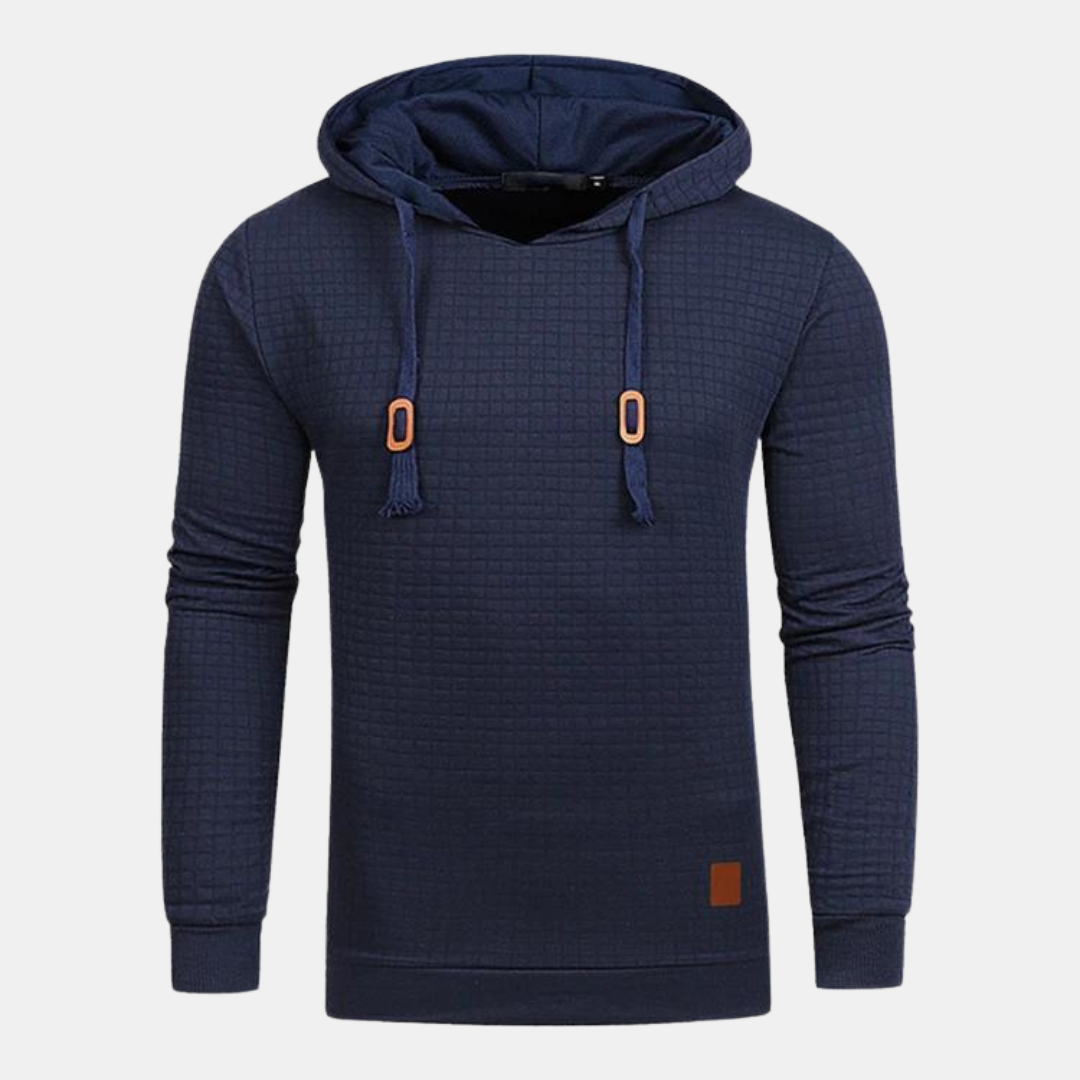 Men's Casual Drawstring Textured Knit Hoodie
