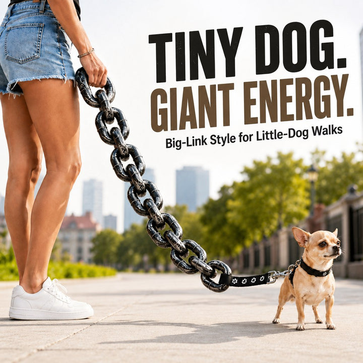 Oversized Chain Dog Leash & Collar Set for Small Dogs | Make Everyday Walks Stand Out