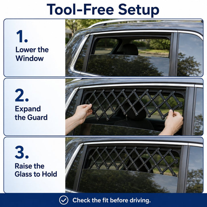 Expandable Dog Car Window Guard for Car Rides | Adjustable Rear Window Barrier for Curious Dogs