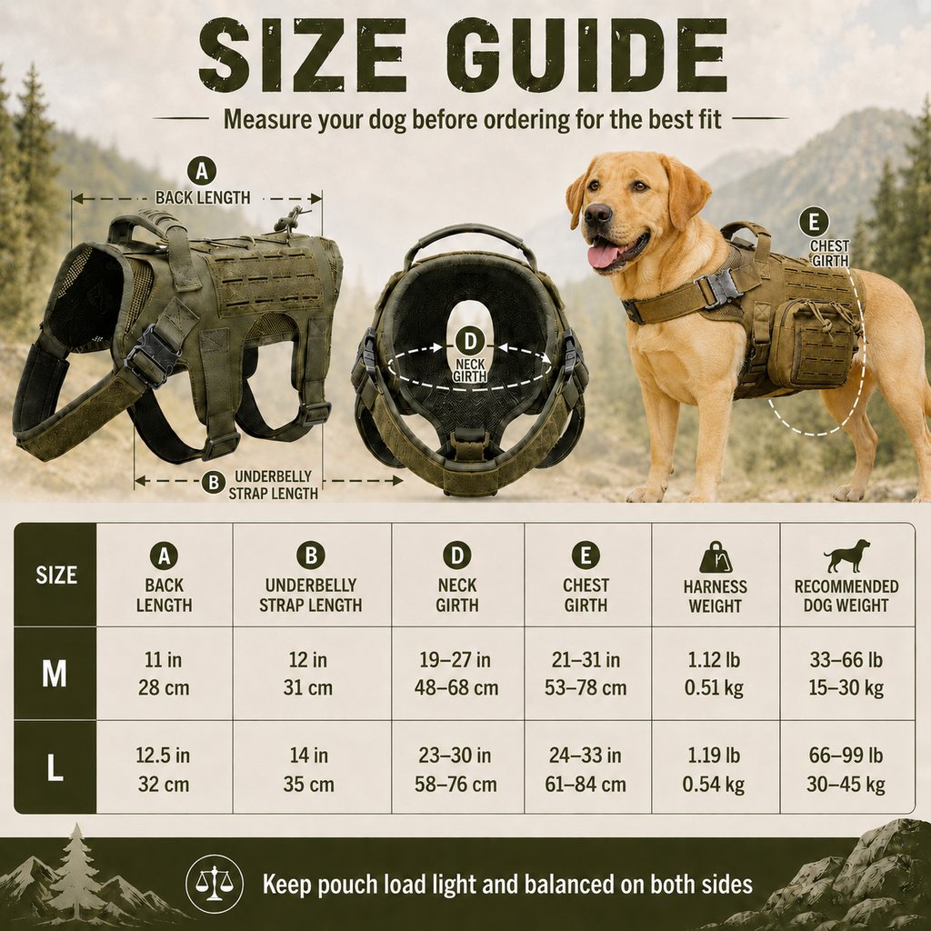 TrailGuard K9 Tactical Dog Backpack Harness with Dual Side Pouches for Hiking, Camping & Outdoor Walks