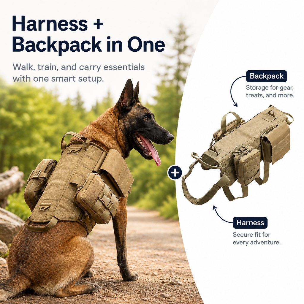 TrailGuard K9 Tactical Dog Backpack Harness for Hiking, Training & Better Control on Outdoor Walks