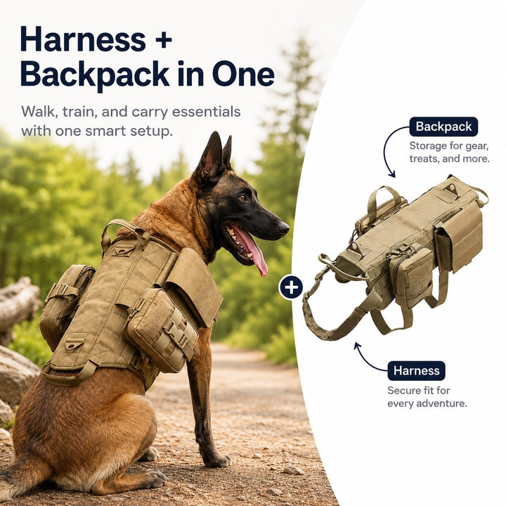 TrailGuard K9 Tactical Dog Backpack Harness for Hiking, Training & Better Control on Outdoor Walks