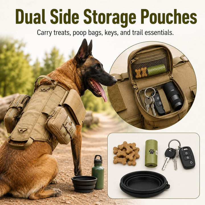 TrailGuard K9 Tactical Dog Backpack Harness for Hiking, Training & Better Control on Outdoor Walks