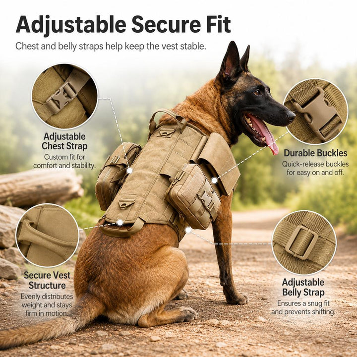 TrailGuard K9 Tactical Dog Backpack Harness for Hiking, Training & Better Control on Outdoor Walks