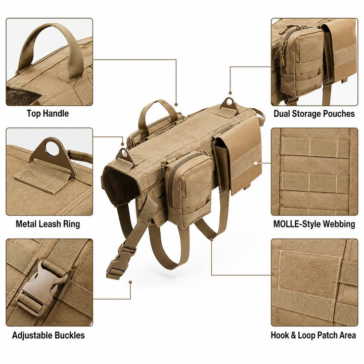 TrailGuard K9 Tactical Dog Backpack Harness for Hiking, Training & Better Control on Outdoor Walks