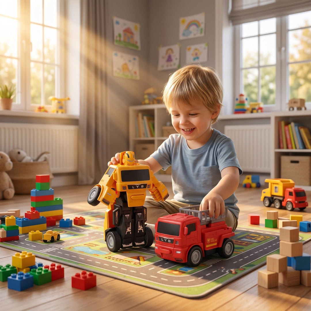 Transforming Robot Truck Toy for Kids with Construction Vehicle Design
