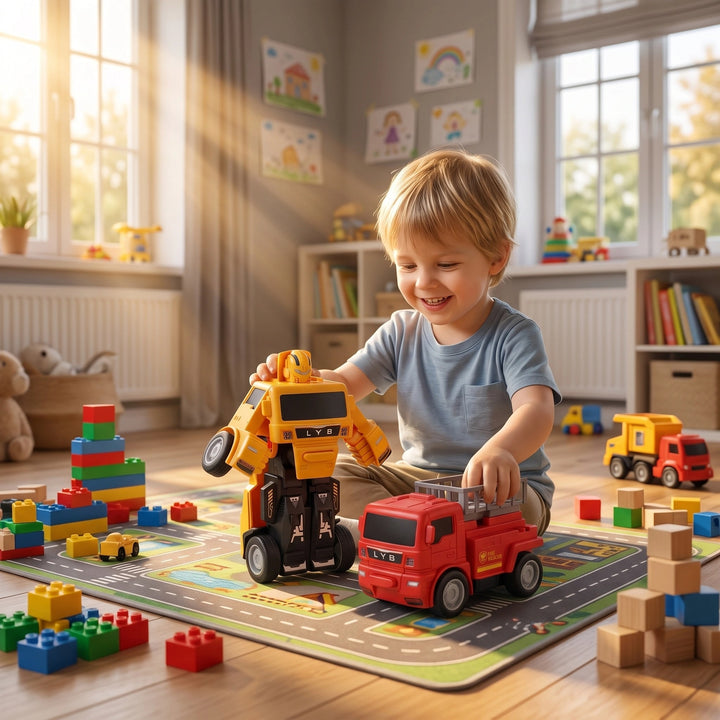 Transforming Robot Truck Toy for Kids with Construction Vehicle Design