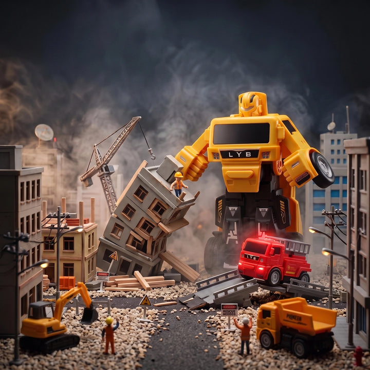Transforming Robot Truck Toy for Kids with Construction Vehicle Design