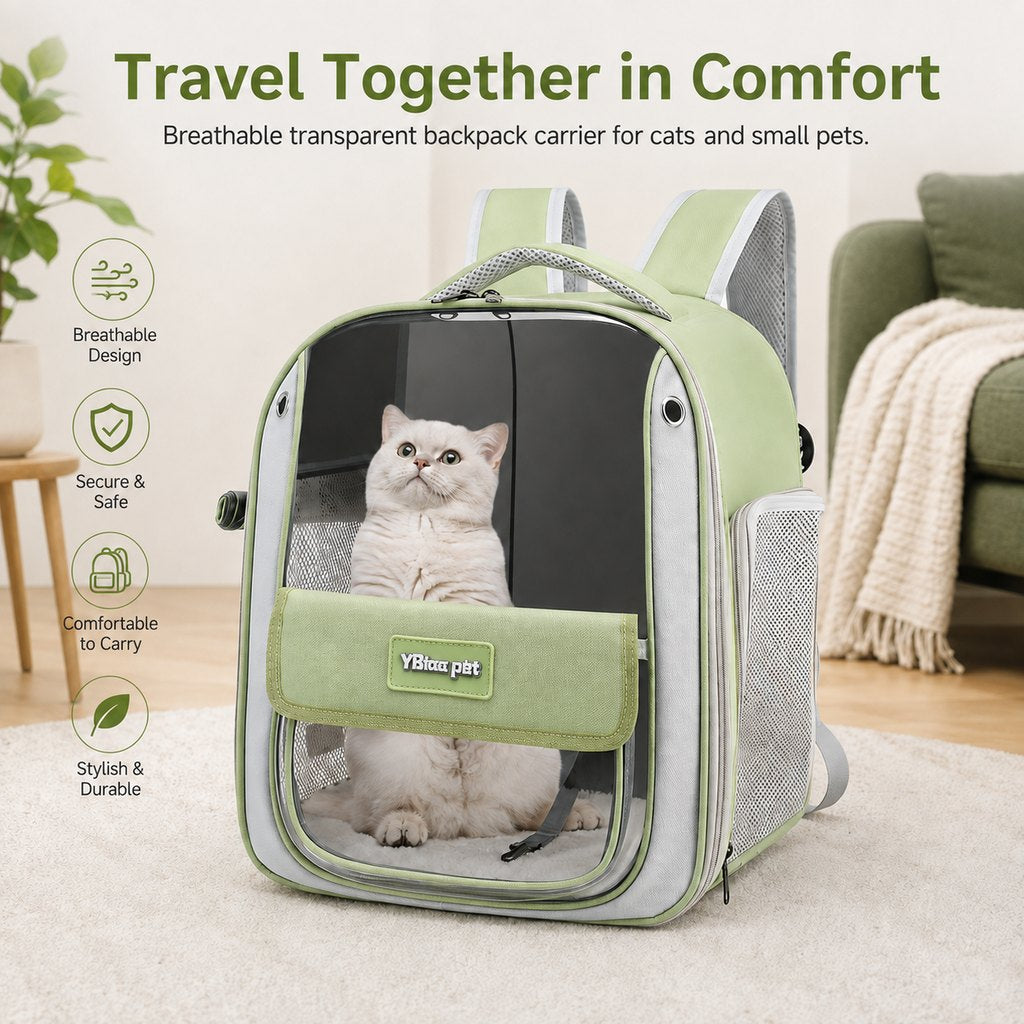 Transparent Cat Backpack Carrier for Travel & Vet Visits