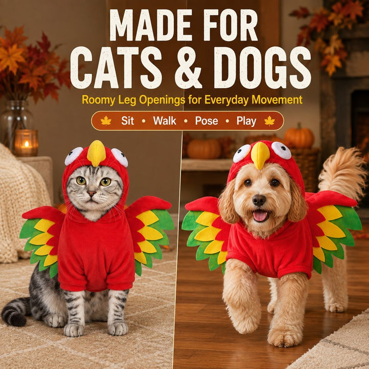 Halloween Turkey Costume for Dogs & Cats | One-Piece Hooded Pet Outfit for Parties & Photos