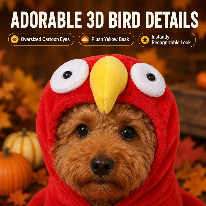 Halloween Turkey Costume for Dogs & Cats | One-Piece Hooded Pet Outfit for Parties & Photos