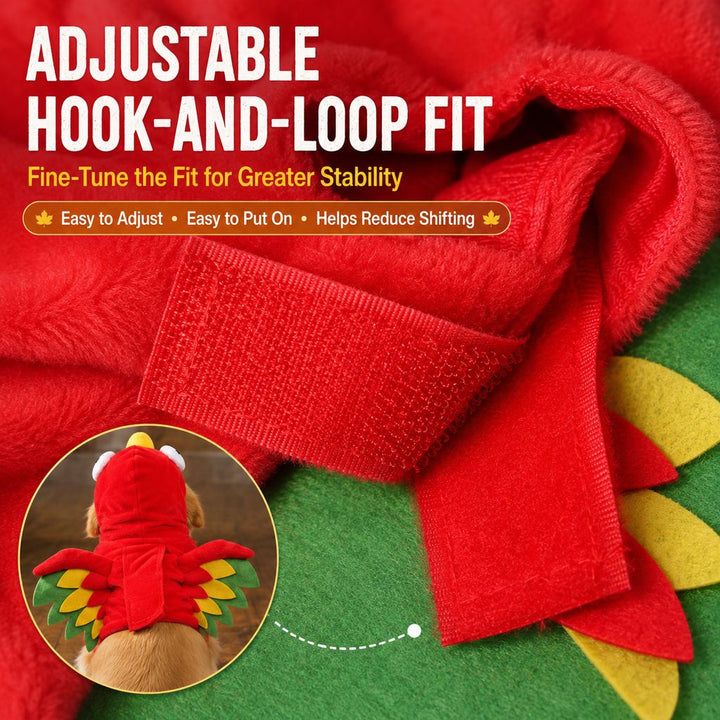 Halloween Turkey Costume for Dogs & Cats | One-Piece Hooded Pet Outfit for Parties & Photos