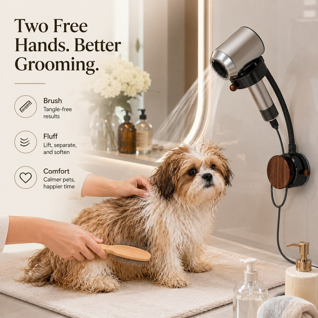 Hands-Free Pet Grooming Hair Dryer Holder for At-Home Bath Time