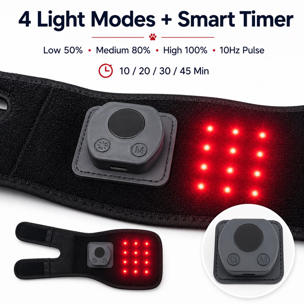 Rechargeable Red Light Therapy Dog Knee Wrap for Senior Dogs