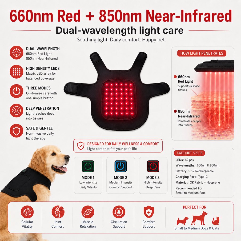 FrenchieGlow Red Light Comfort Vest for French Bulldogs