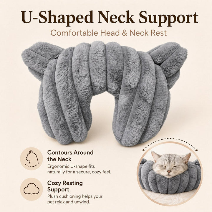 Cozy U-Shaped Pet Neck Pillow for Cats & Small Dogs