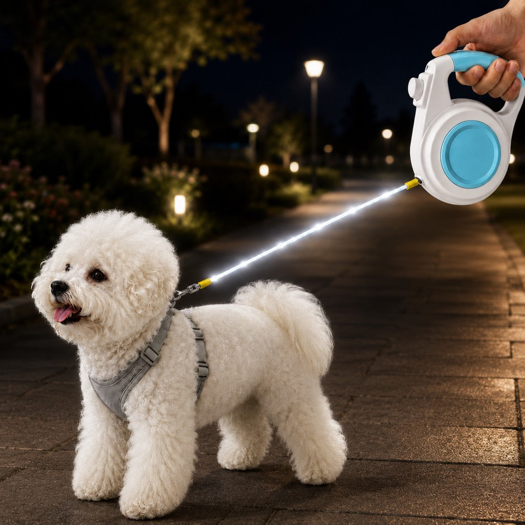 Rechargeable Light-Up Retractable Dog Leash for Night Walks