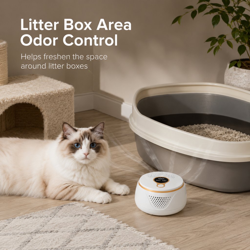 Rechargeable Ozone Pet Odor Deodorizer for Litter Box & Empty Crate Areas