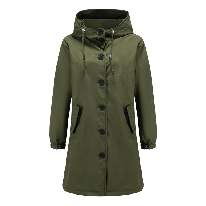 Women's Casual Relaxed Hooded Jacket with Buttons
