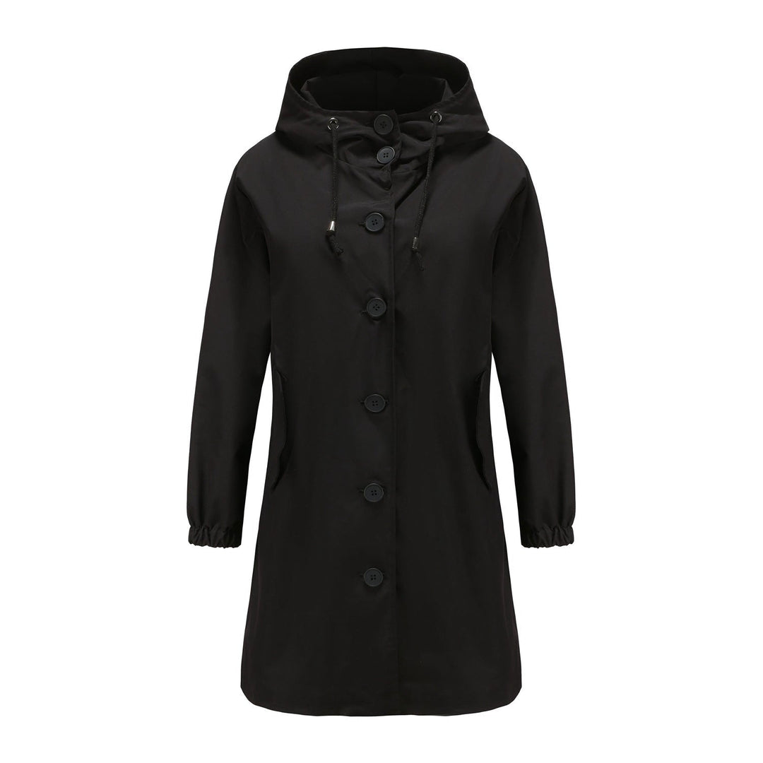 Women's Casual Relaxed Hooded Jacket with Buttons