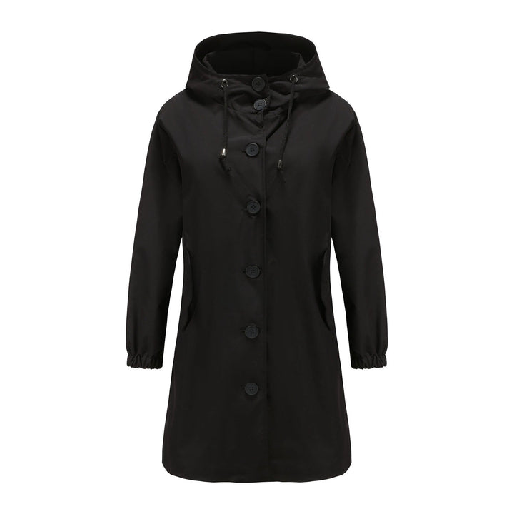 Women's Casual Relaxed Hooded Jacket with Buttons