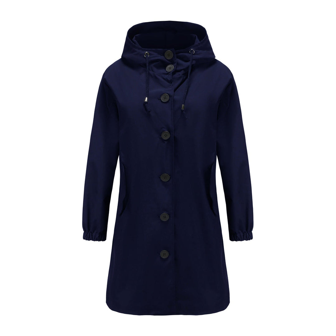 Women's Casual Relaxed Hooded Jacket with Buttons